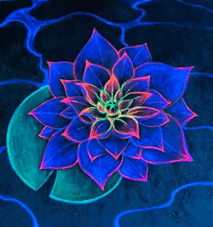 UV reactive blacklight neon paint lotus black velvet water lily